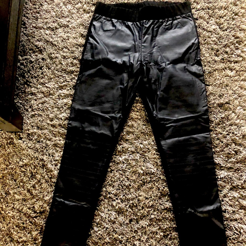 Faux leather front pants